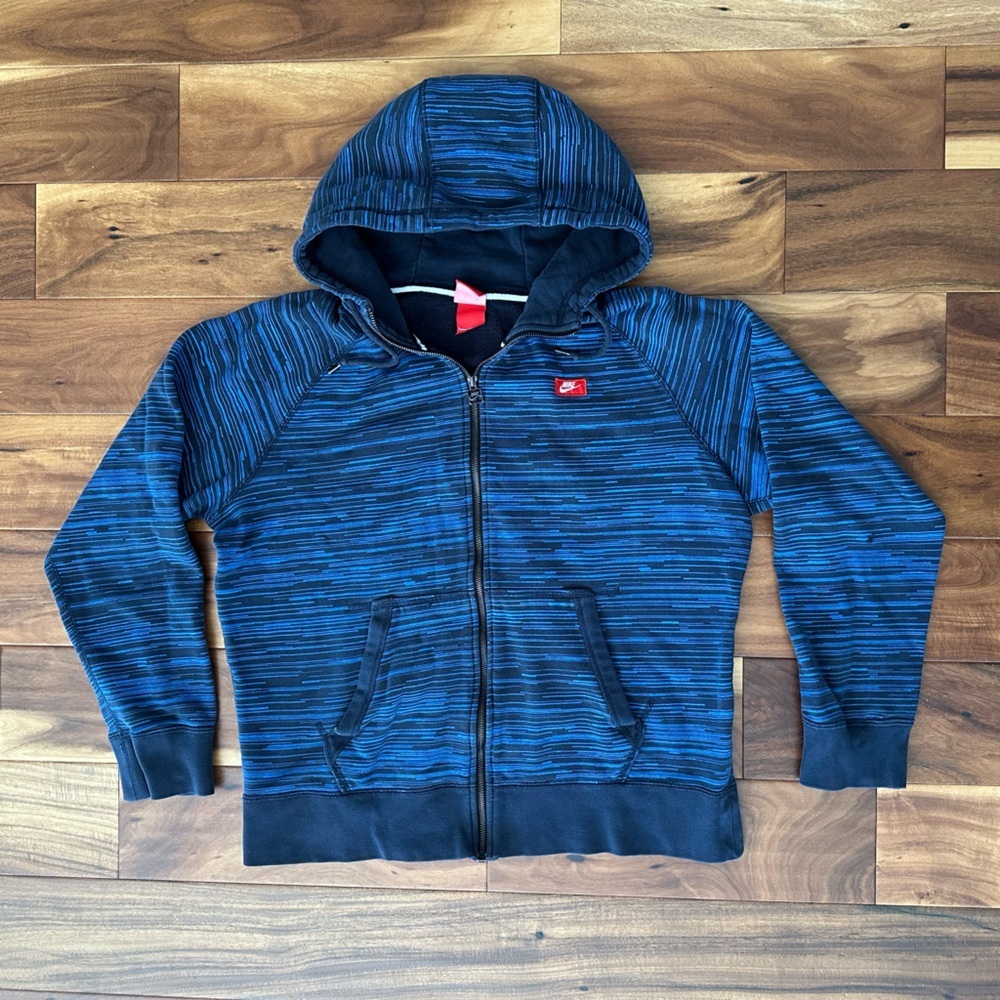 Nike Kids Blue and Black Striped Jacket
